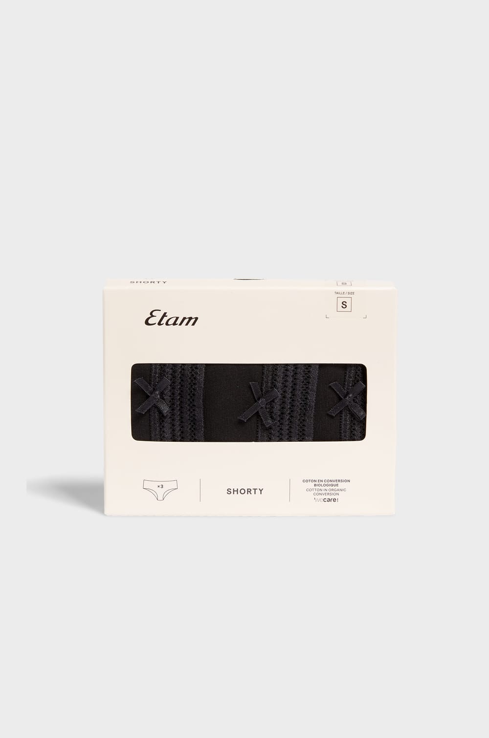 Pack of 3 cotton and lace boyshorts;${refinementColor}