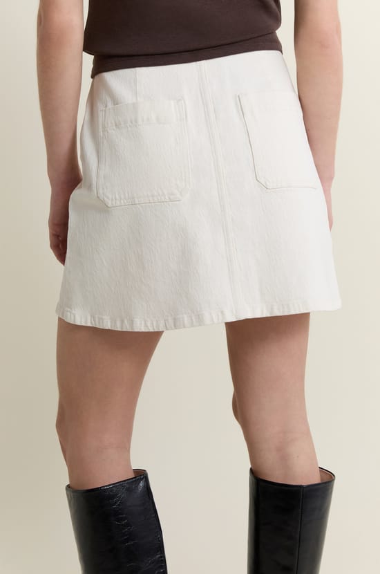Cotton Button-Up Skirt;${refinementColor}