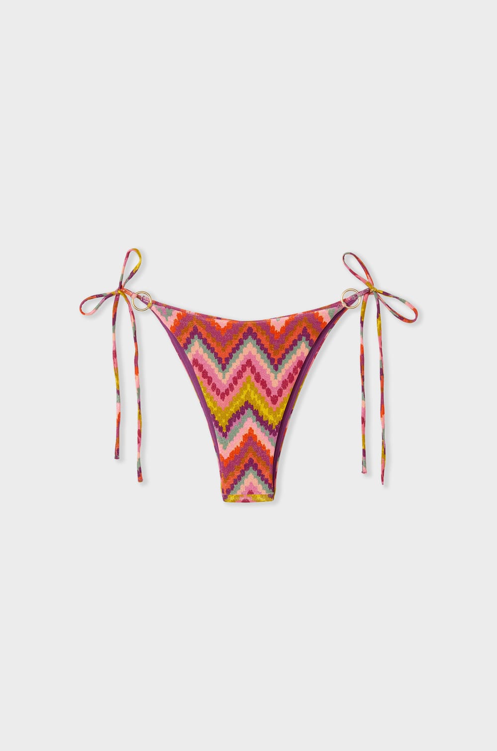 Tie-side Brazilian bikini bottom with pattern;${refinementColor}