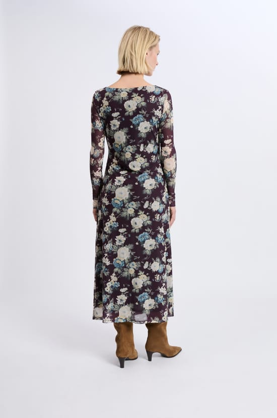 Long Floral Print Dress;${refinementColor}