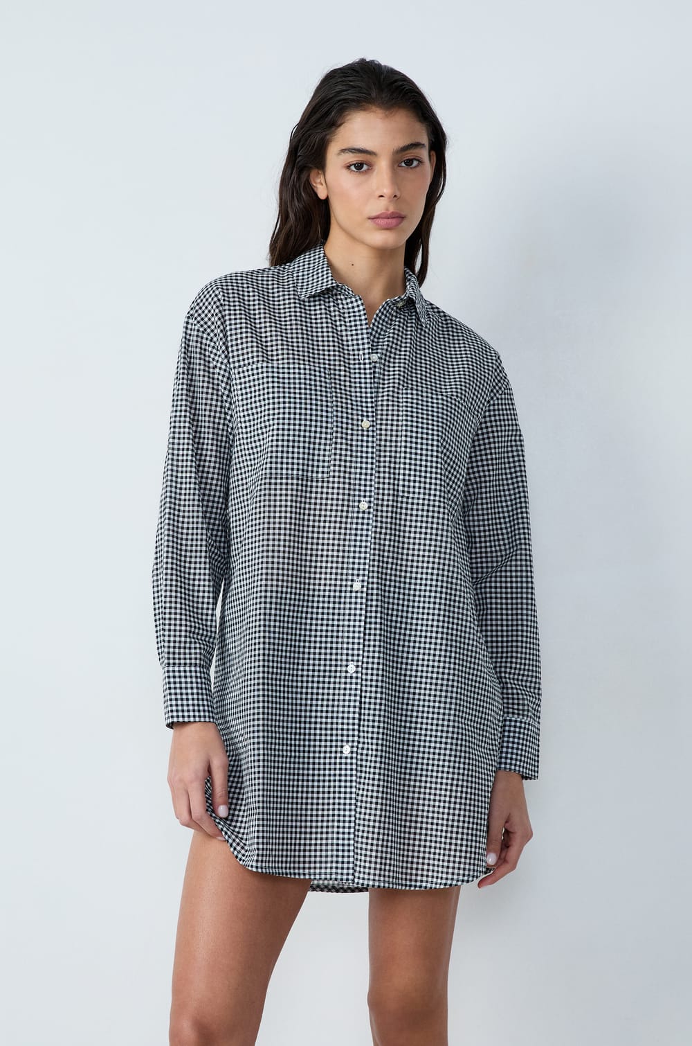 Cotton Checkered Nightshirt;${refinementColor}