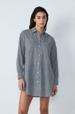 Cotton Checkered Nightshirt;${refinementColor}