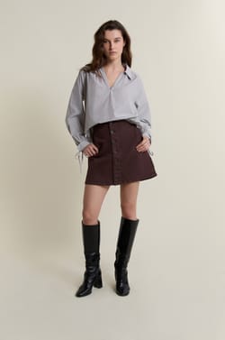 Jupe en coton boutonn&eacute;e;${refinementColor}