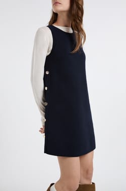 Knit dress with buttons;${refinementColor}