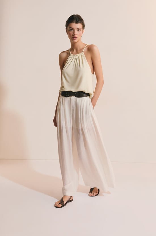 Pantalon ample avec lin;${refinementColor}