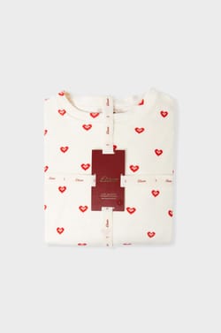 2-Piece Pajama Set With Heart Print Velvet Effect;${refinementColor}
