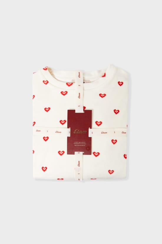 Pijama de 2 piezas con estampado de corazones;${refinementColor}