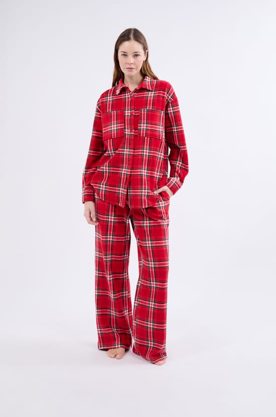 Camisa de pijama a cuadros;${refinementColor}