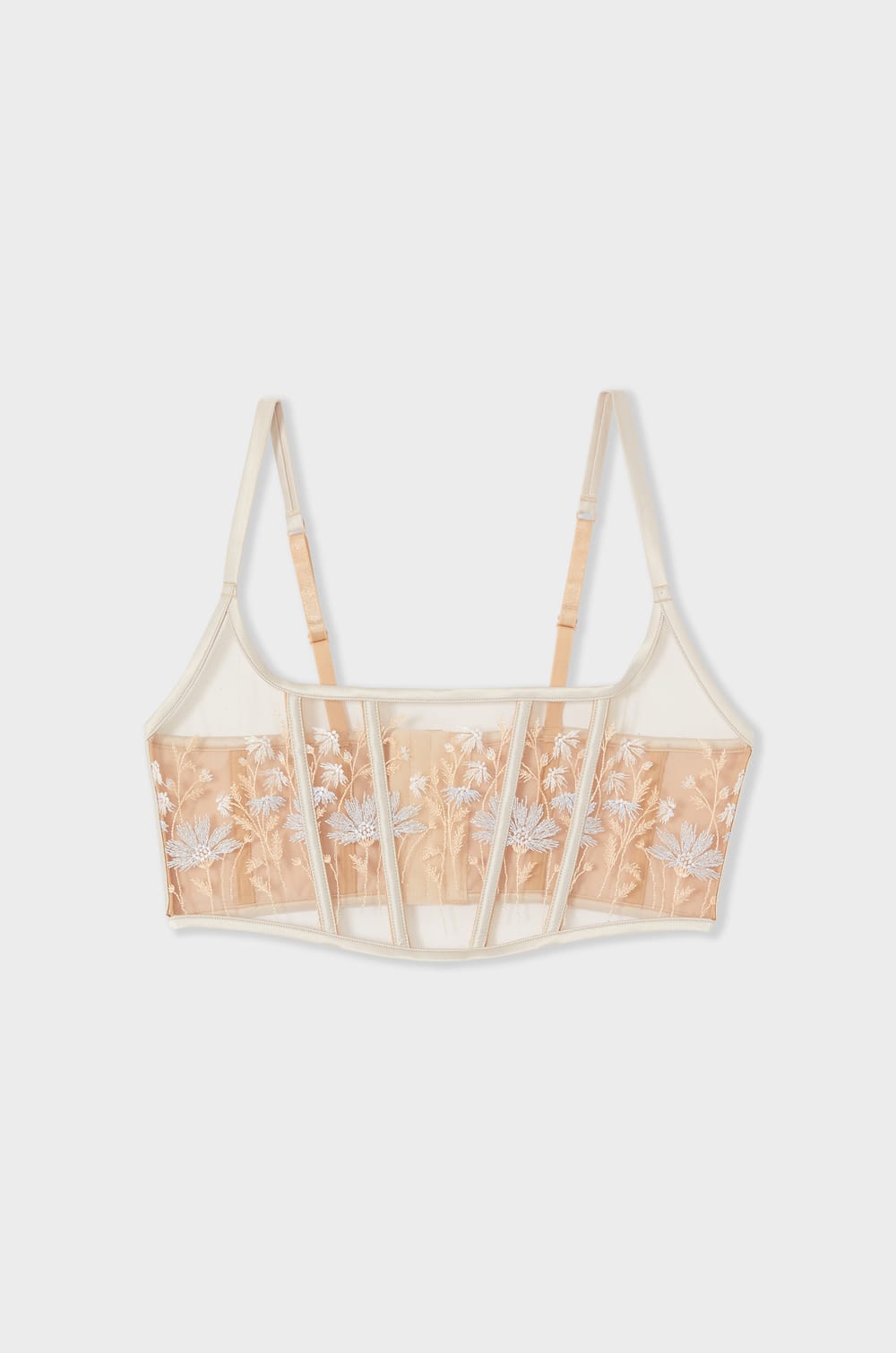 Corset bra with embroidery;${refinementColor}