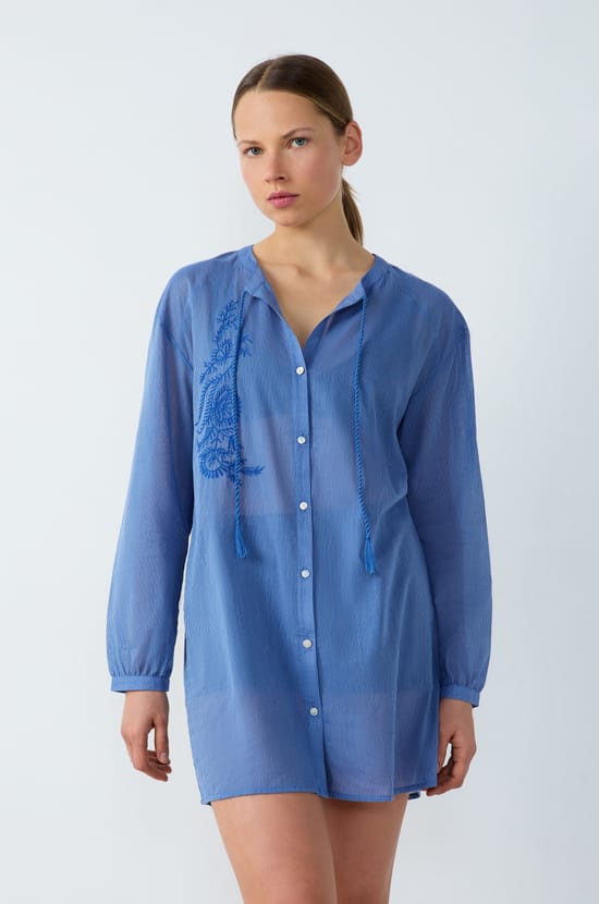 Chemise de nuit en coton détails broderie;${refinementColor}
