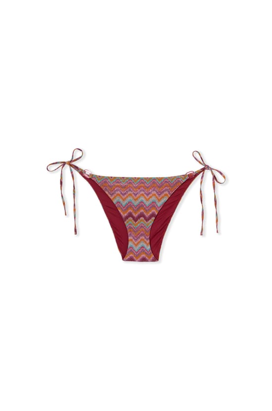 Bas de maillot de bain bikini &agrave; nouer imprim&eacute; paillet&eacute;;${refinementColor}