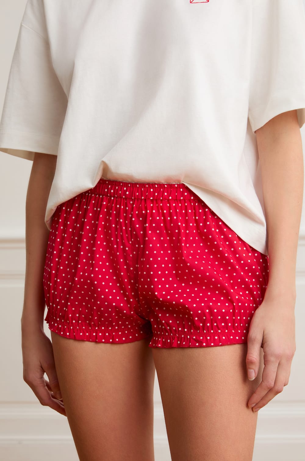 Polka Dot Bloomer Shorts With Cotton;${refinementColor}