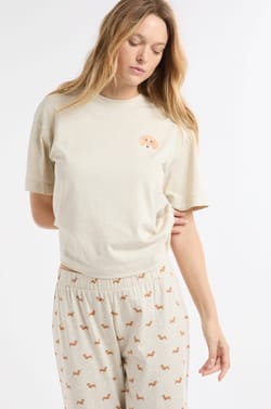Ensemble de pyjama t-shirt brodé Teckel;${refinementColor}