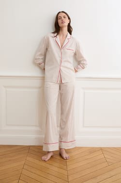 Pantalon de pyjama &agrave; rayures avec coton;${refinementColor}