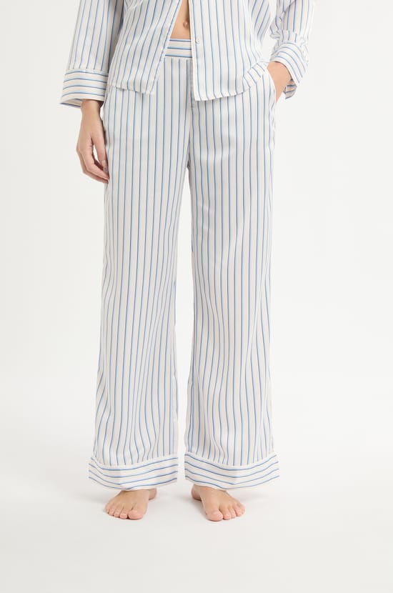 Pantalon de pyjama à rayures en satin;${refinementColor}