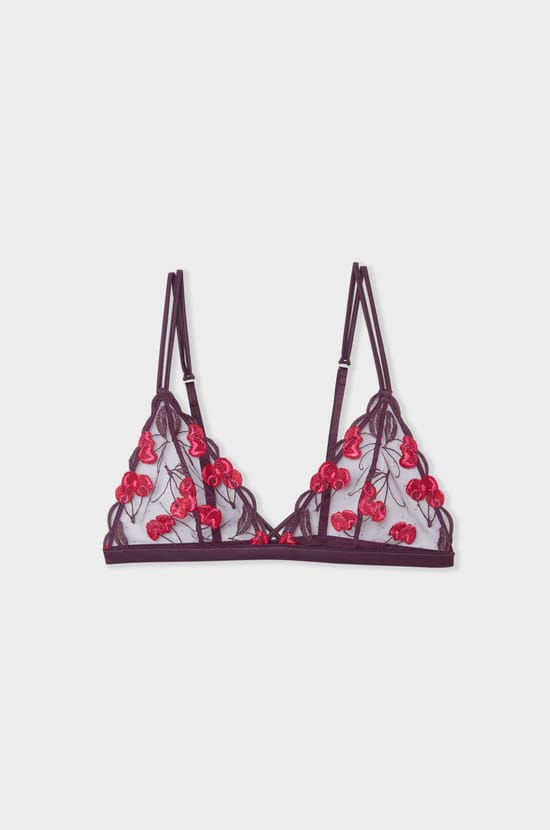 Soutien-gorge triangle &agrave; motifs cerises;${refinementColor}