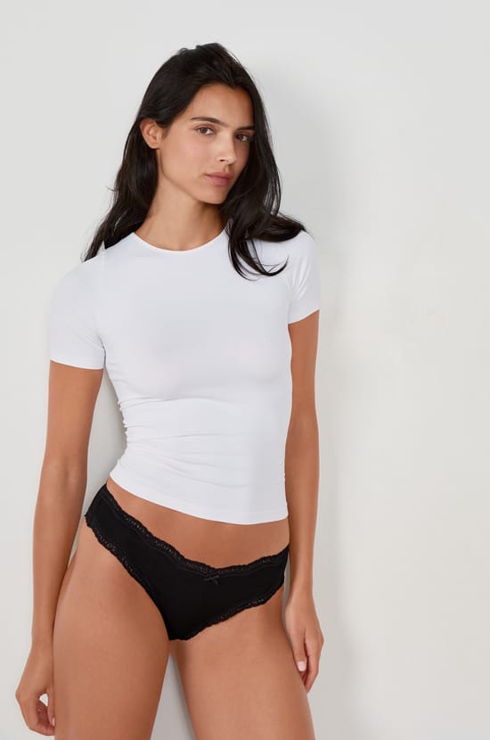 3-Pack of Cotton and Lace Briefs;${refinementColor}