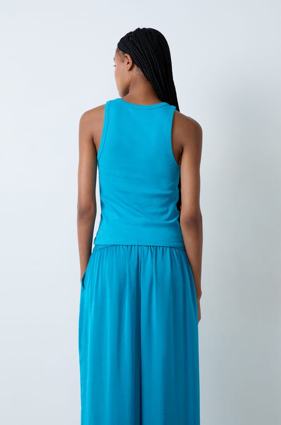 Geripptes Baumwoll-Tank Top;${refinementColor}