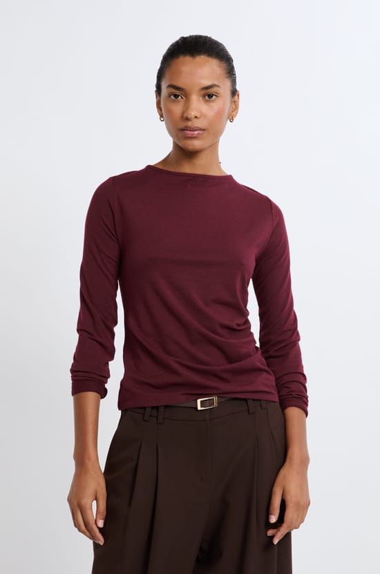 T-shirt col rond manches longues;${refinementColor}