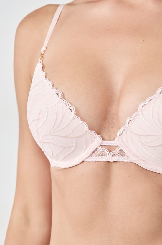 N.2 Bra - The plunge push-up bra in floral embroidery;${refinementColor}