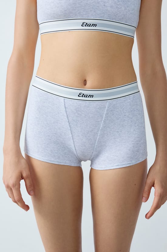 Ribbed cotton boyshort;${refinementColor}