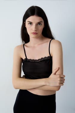 Sheer Cropped Camisole;${refinementColor}