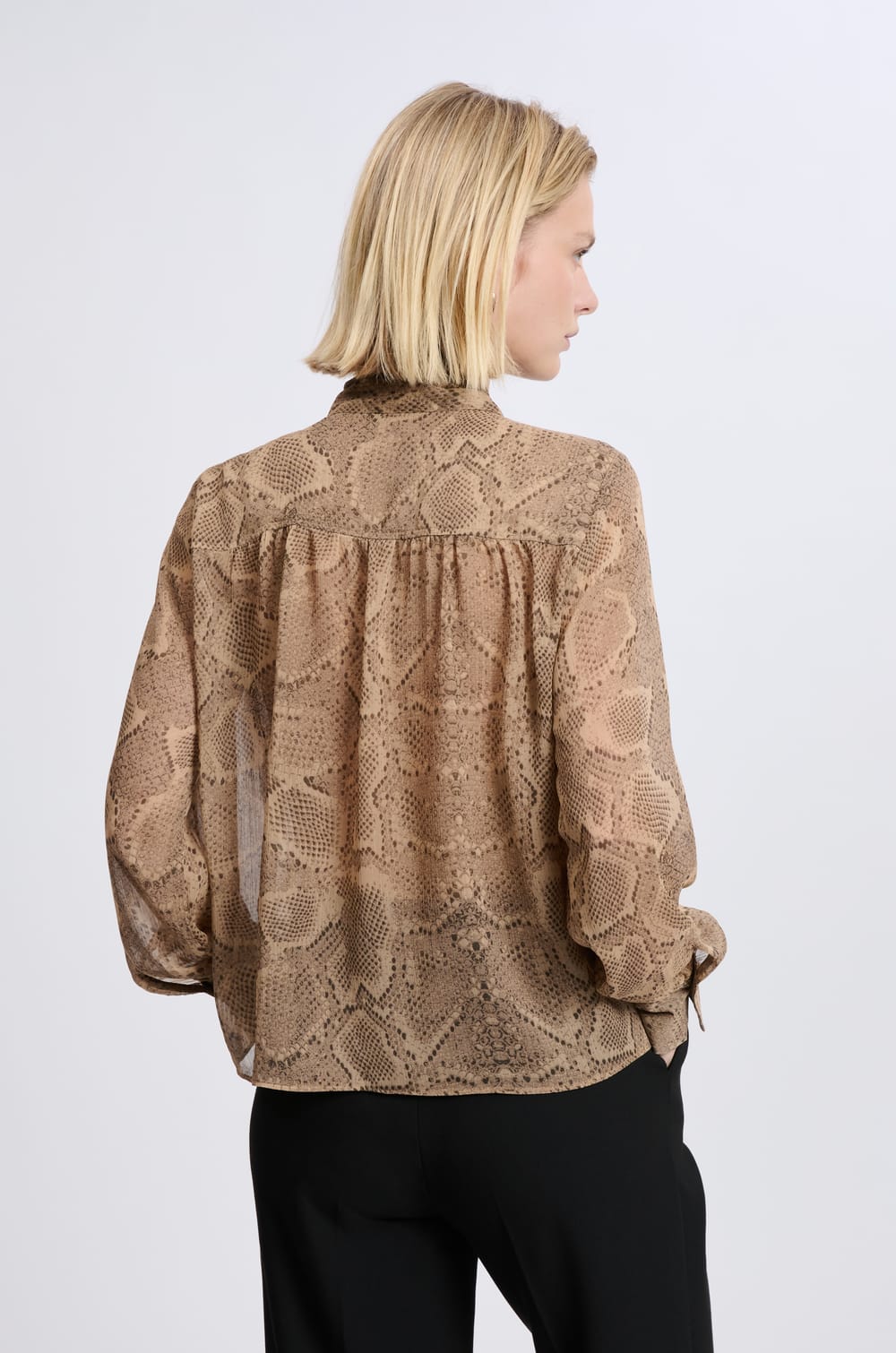 Snake-Print Tie-Front Blouse;${refinementColor}