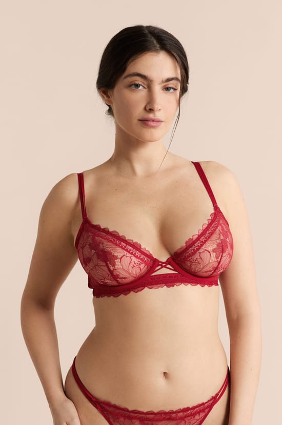 Classic Lace Bra with Ties;${refinementColor}