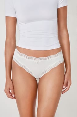 Microfibre Tanga with Lace Trim;${refinementColor}