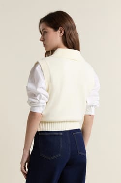 Pull col polo sans manches;${refinementColor}