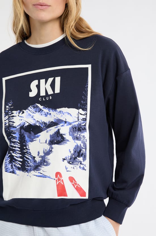 Bluza bawełniana z motywem krajobrazu narciarskiego;${refinementColor}