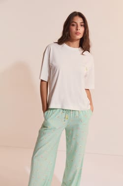 T-shirt de pyjama en coton avec illustration citron;${refinementColor}