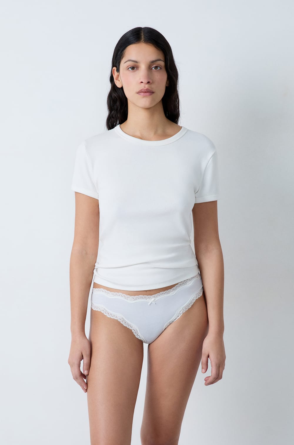 3-Pack of Cotton and Lace Briefs;${refinementColor}