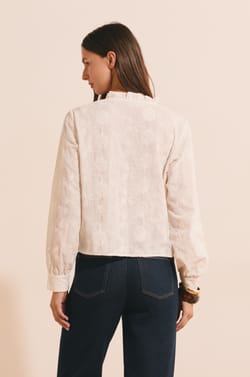 Chemise en coton avec d&eacute;tails broderie;${refinementColor}