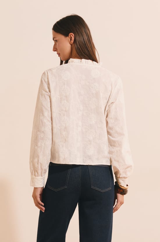Chemise en coton avec d&eacute;tails broderie;${refinementColor}