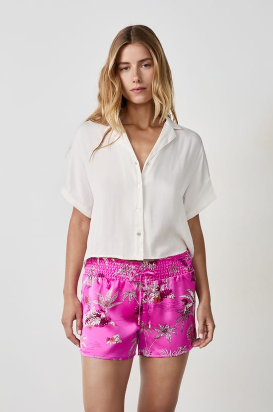 Satin Pyjama Shorts with Prints;${refinementColor}