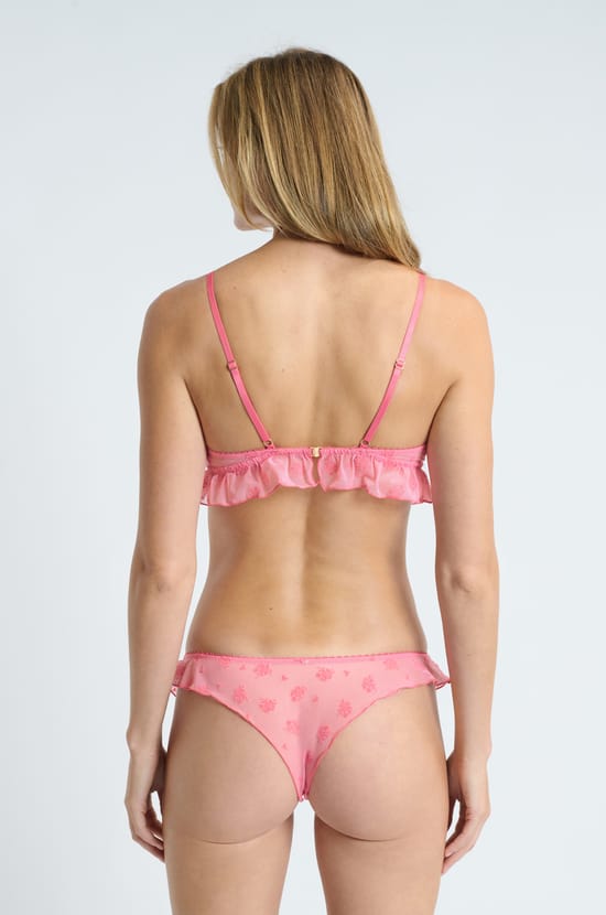 Flocked Tulle Triangle Bra;${refinementColor}
