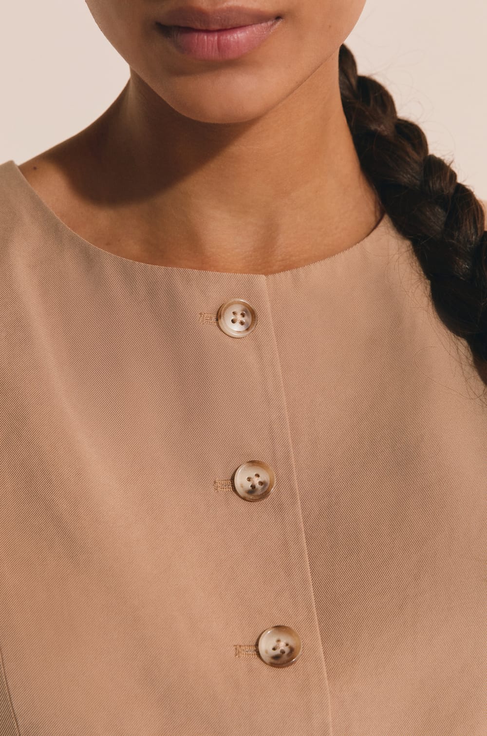 Sleeveless Top with Buttons;${refinementColor}