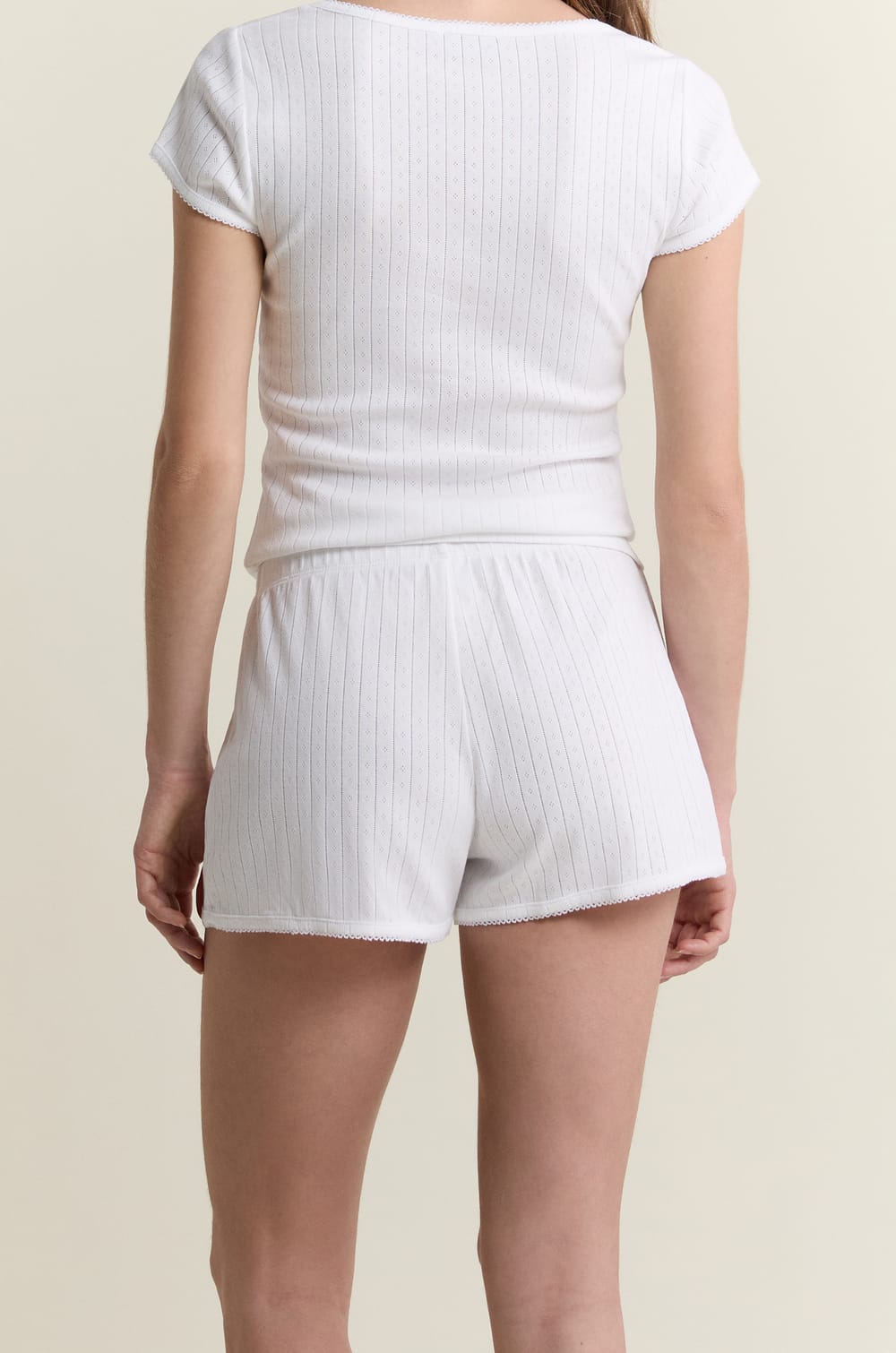 Short de pyjama en coton en pointelle;${refinementColor}