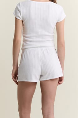 Short de pyjama en coton en pointelle;${refinementColor}