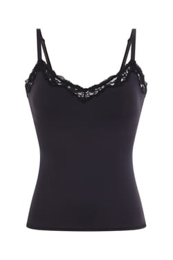 Camisole in microfibre and lace with integrated bralette and pads;${refinementColor}