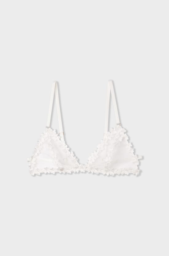 Soutien-gorge triangle en tulle broderie fleurs;${refinementColor}