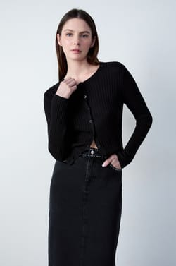 Knitted Button-Up Cardigan;${refinementColor}