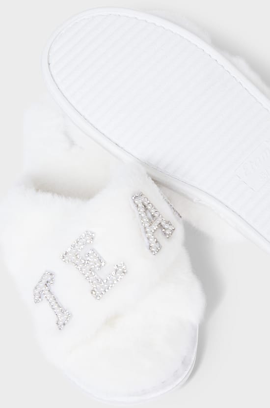 Offene Pantoffeln mit Fell "Team Bride";${refinementColor}