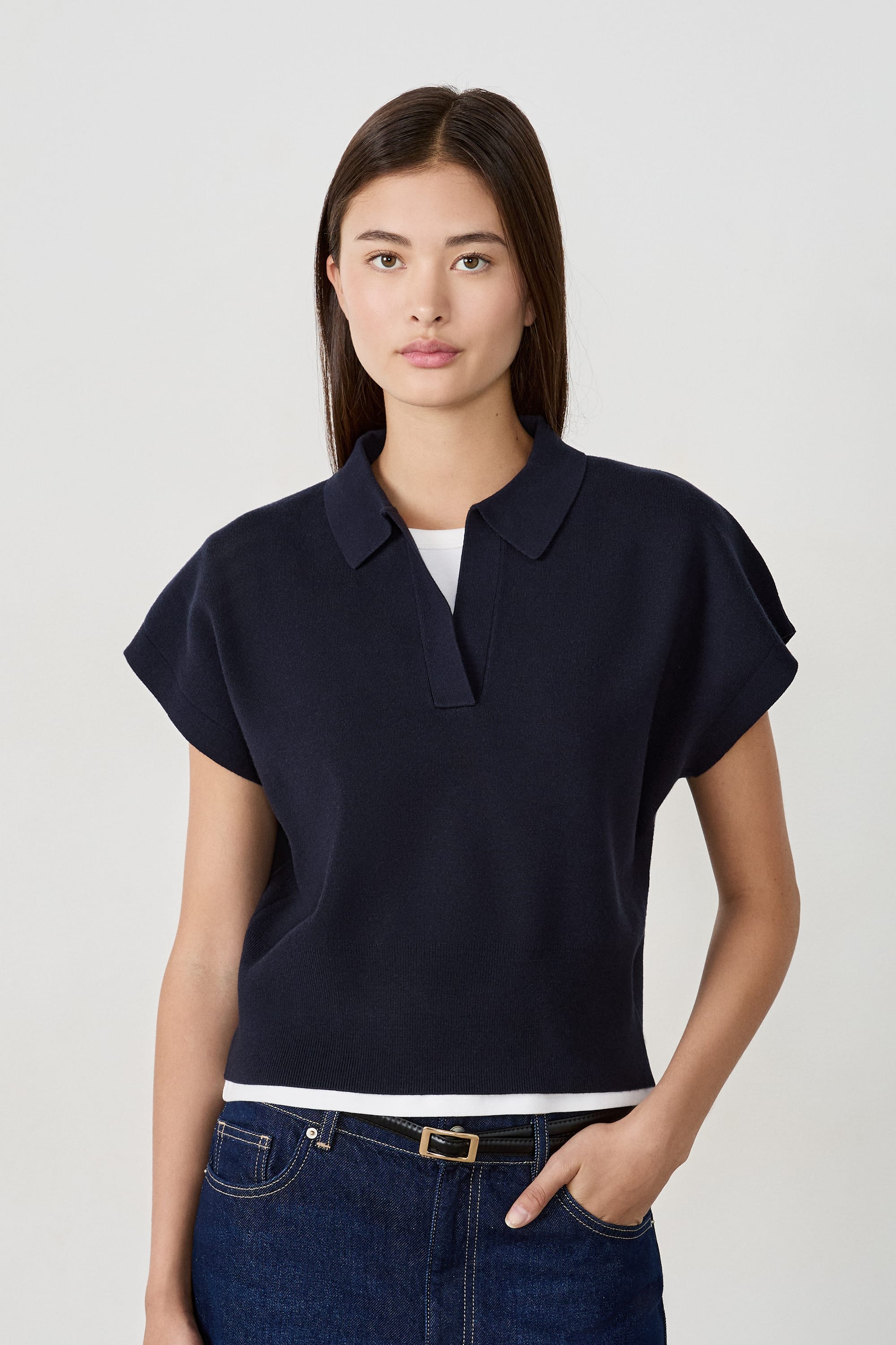 pull sans manches col polo