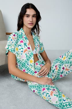 Chemise de pyjama manches courtes imprim&eacute;e;${refinementColor}