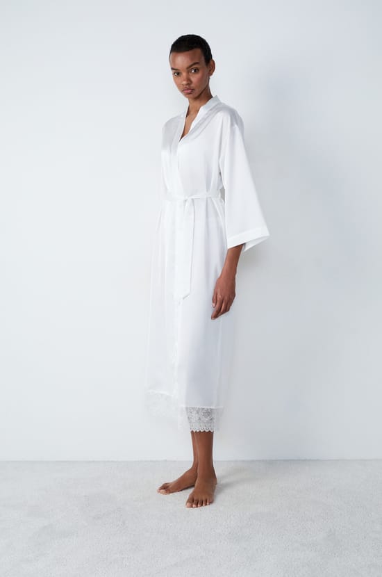 Long Satin Robe with Lace Details;${refinementColor}