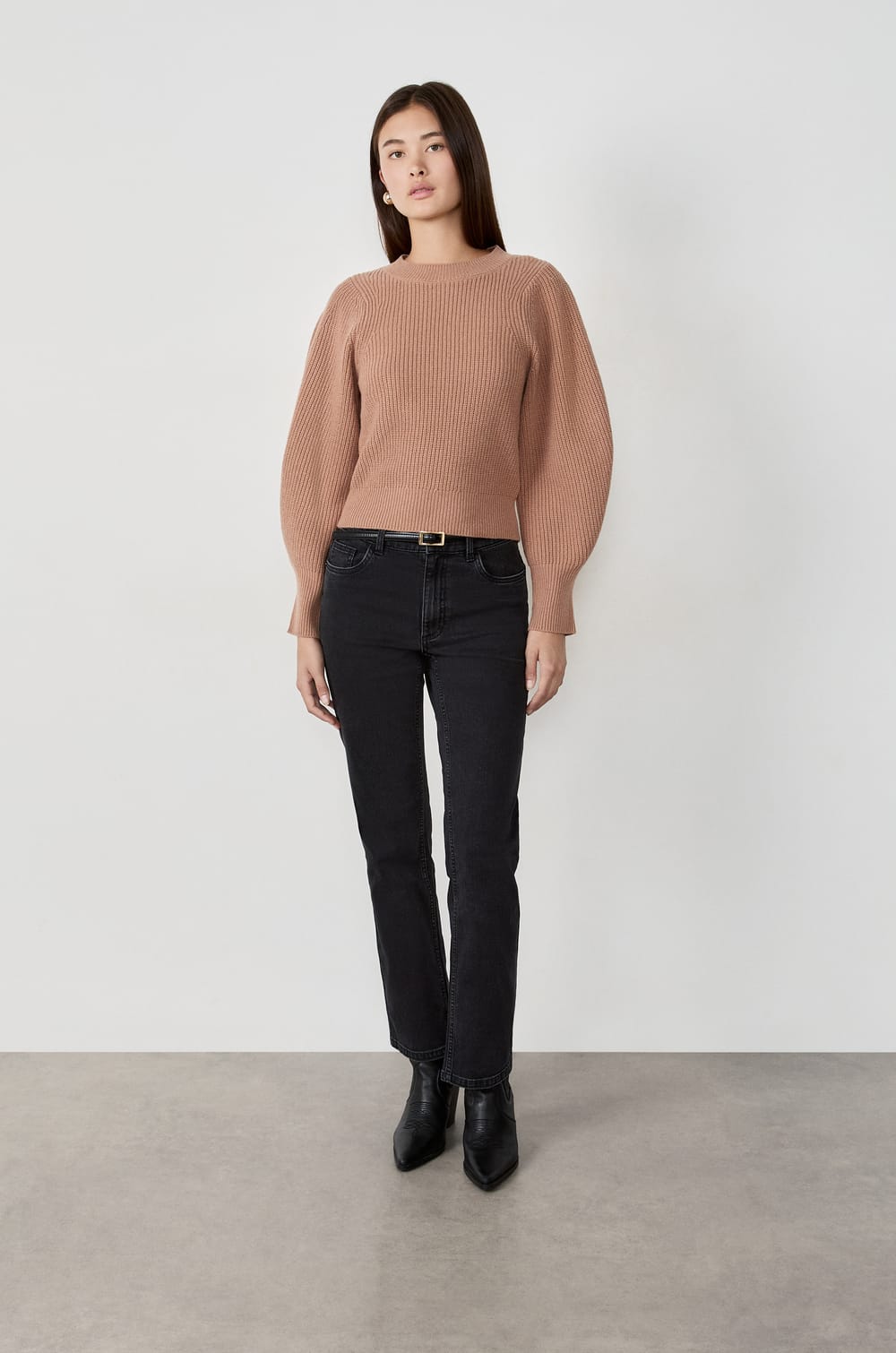 Puff Sleeve Sweater;${refinementColor}