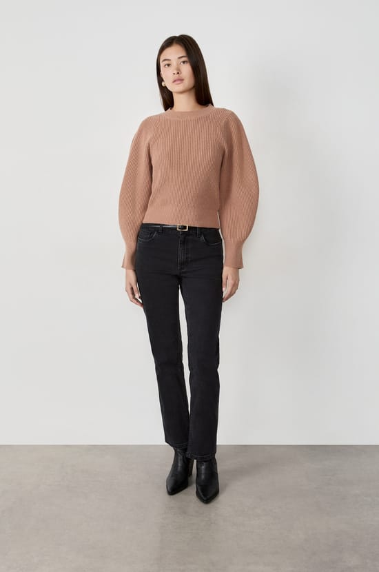 Pull &agrave; manches bouffantes avec laine;${refinementColor}
