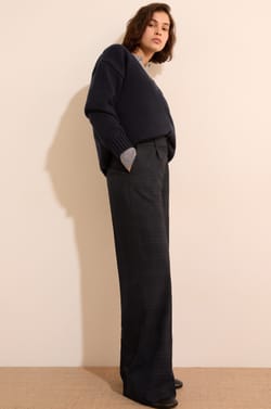 Pantalon coupe droite &agrave; carreaux;${refinementColor}